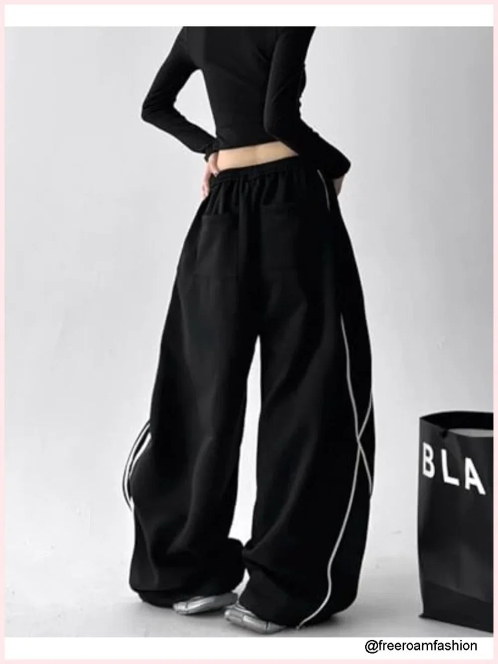 Y2K Wide Leg Baggy Joggers Drawstring Trousers Streetwear Pants